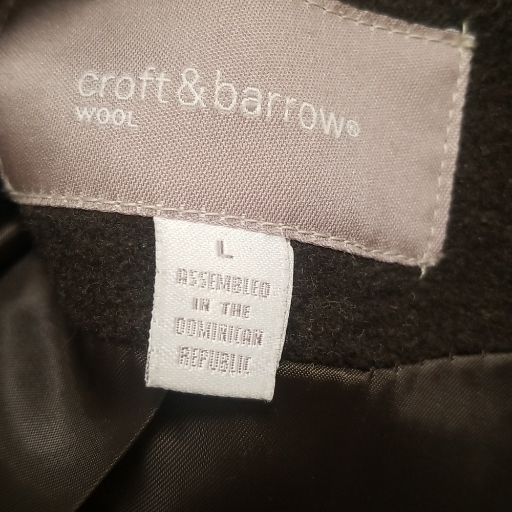 Croft and Barrow Wool Blend Pea Coat Dark Gray Green Womens Size Large WoolBlend - Picture 7 of 8